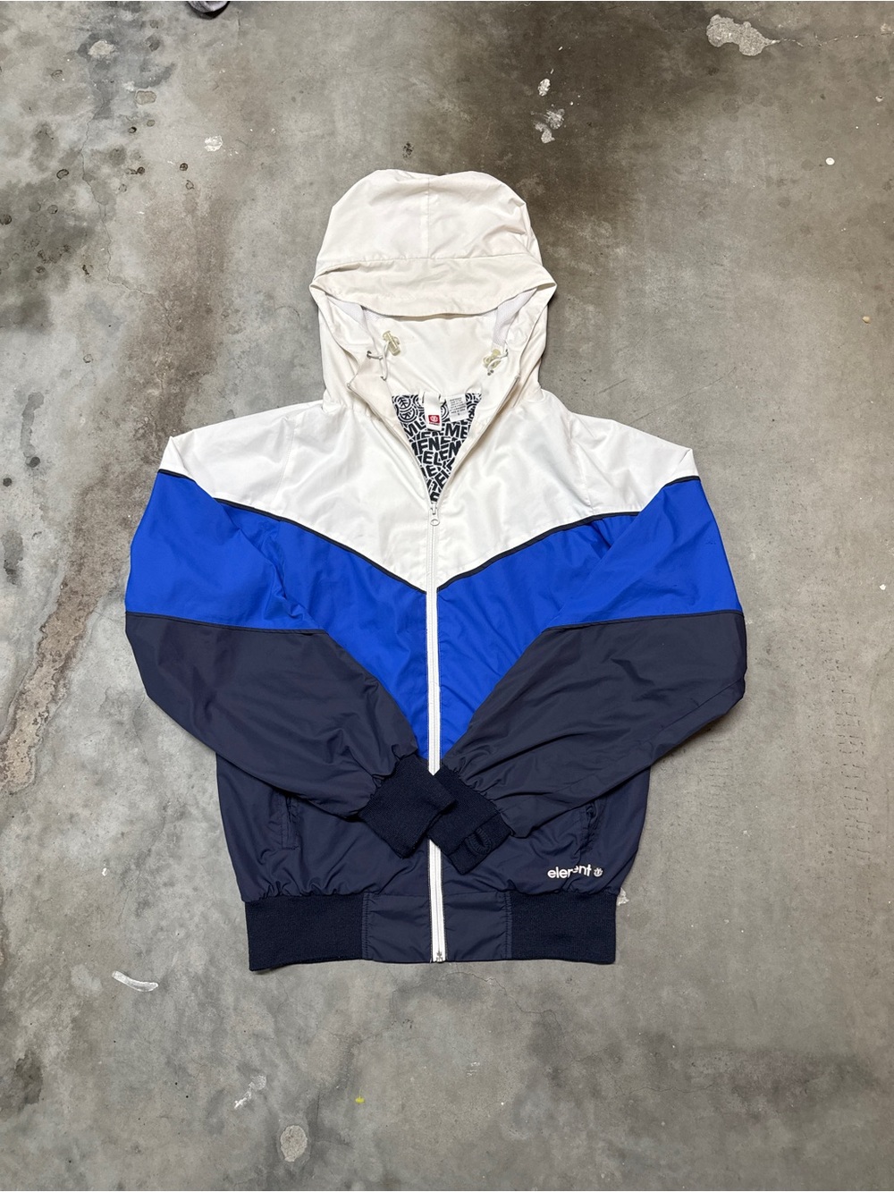 Vintage Y2k Element 3-Color Windbreaker Jacket - White/Blue/Navy